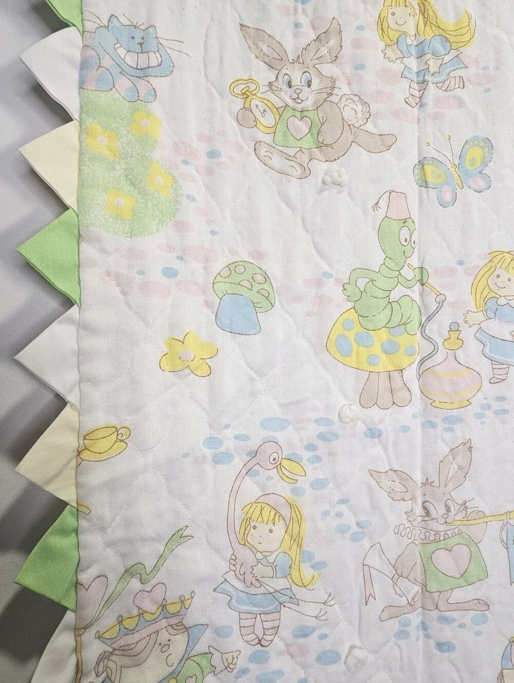 Vintage Alice In Wonderland Whimsical Pastel Patchwork Quilt